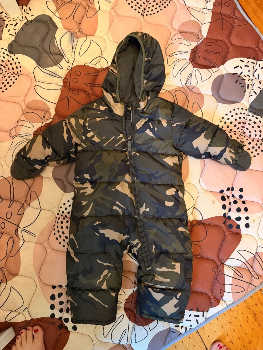 Old Navy Kids' Green and Tan Camo Snow Puffer Jumpsuit